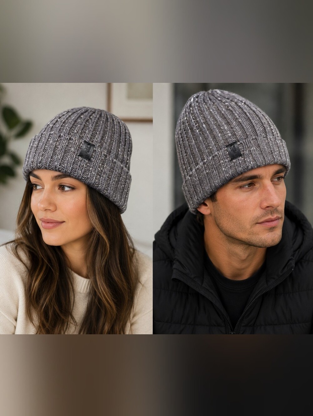 The North Face Grey Chunky Ribbed Knit Cuffed Beanie Hat - One Size (Unisex) 🍁